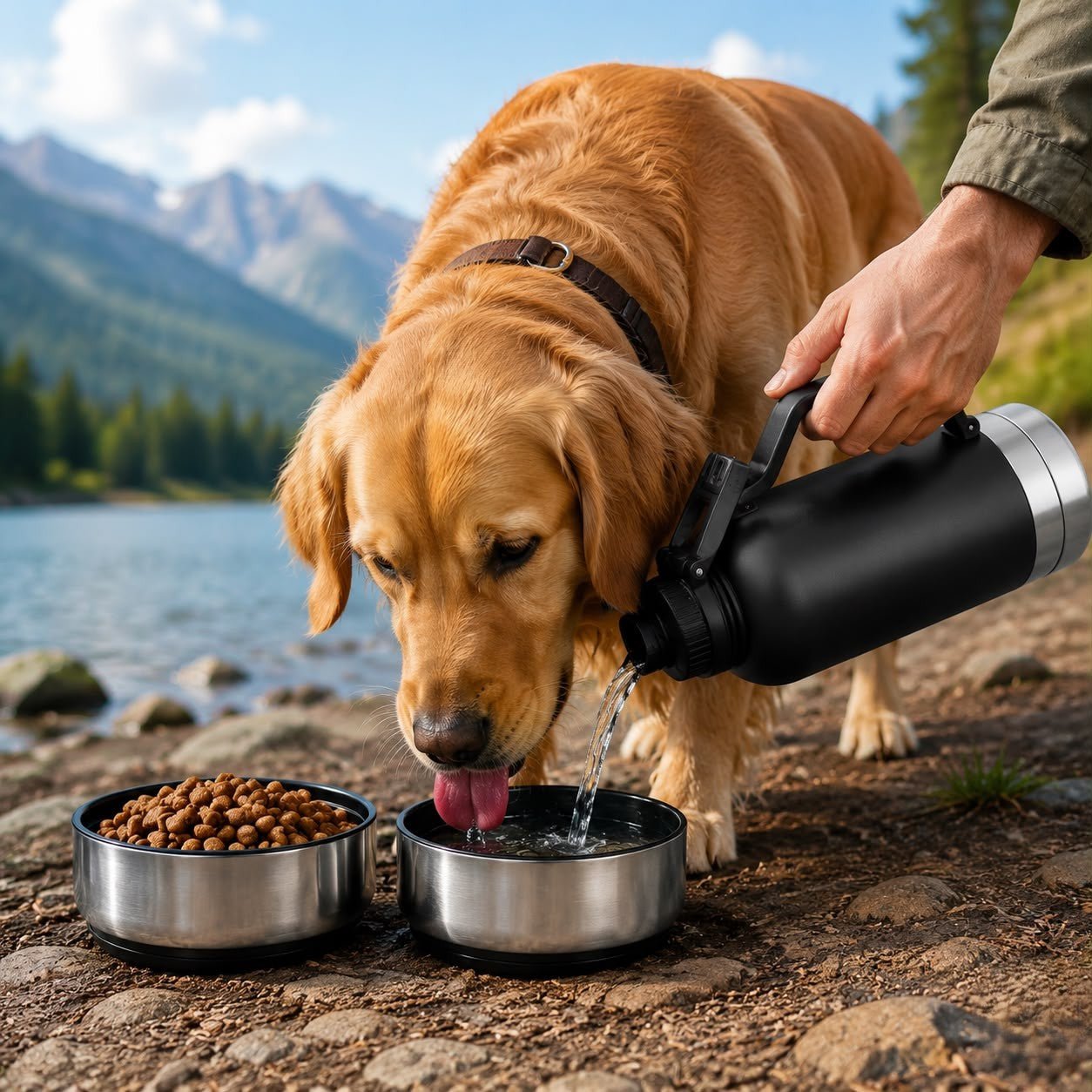 3-in-1 Insulated Dog Water Bottle – Portable Pet Travel Bottle with Food & Water Bowls, Leakproof & BPA-Free - Bramble and Paw