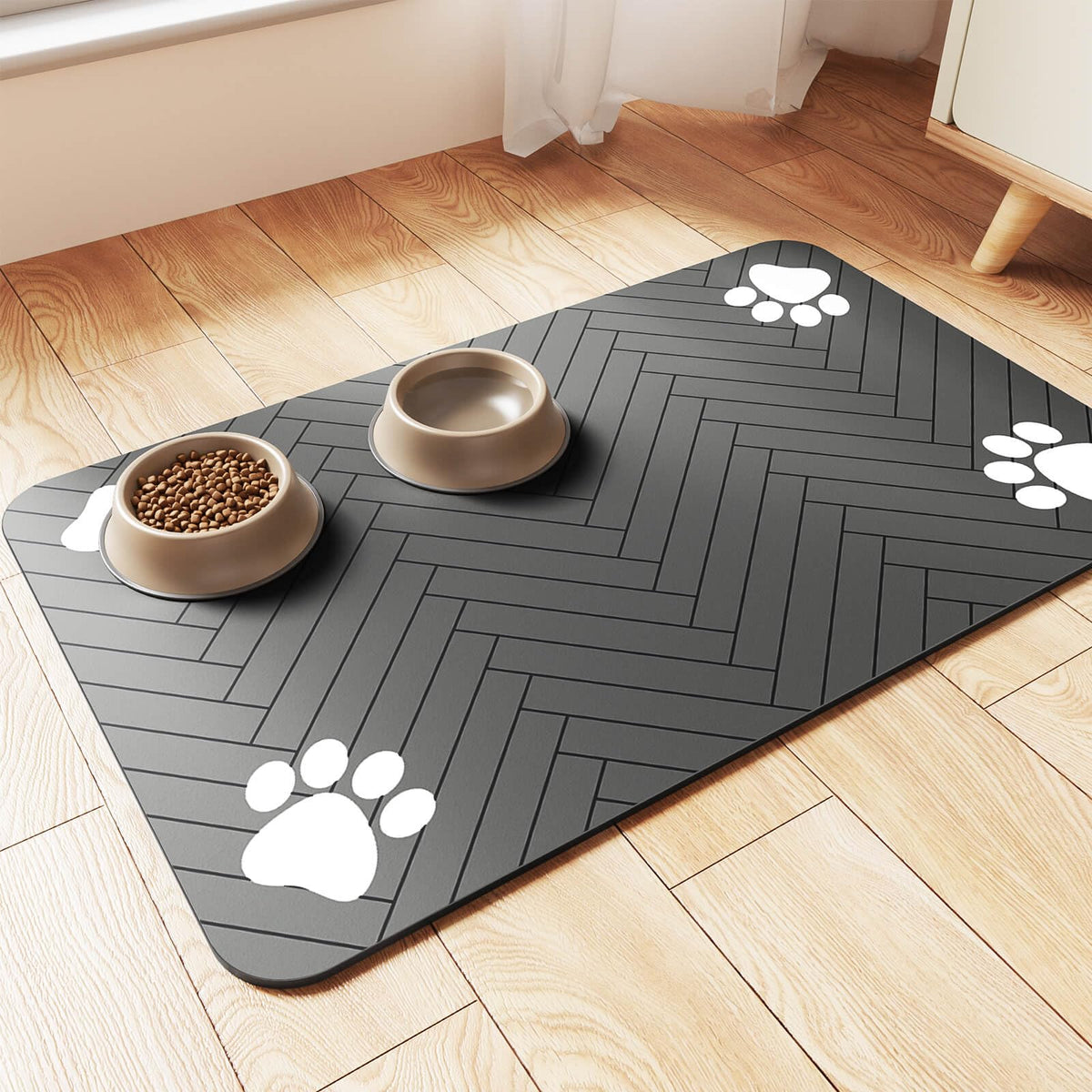 Absorbent Pet Food Mat — Non-Slip - Bramble and Paw